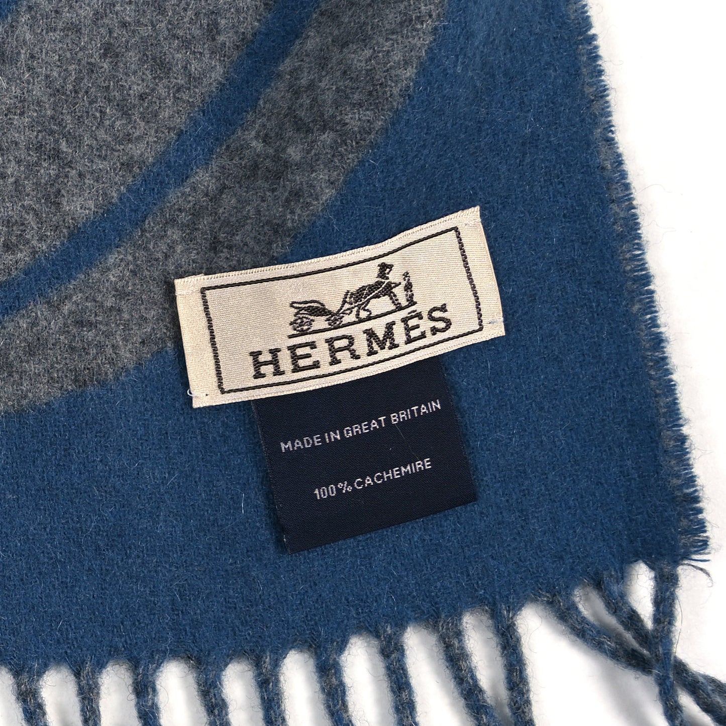 Cashmere Maillons TGM Scarf Gris Chine Bleu Turquin