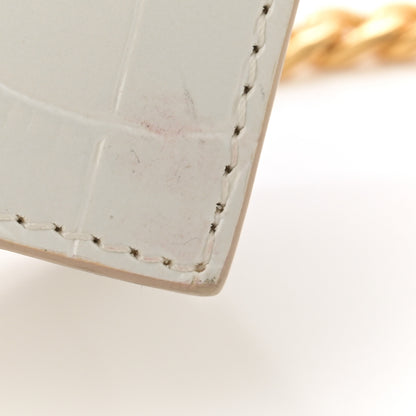 Alexander McQueen Calfskin Crocodile Embossed Skull Mini Crossbody Bag White 10 of 11