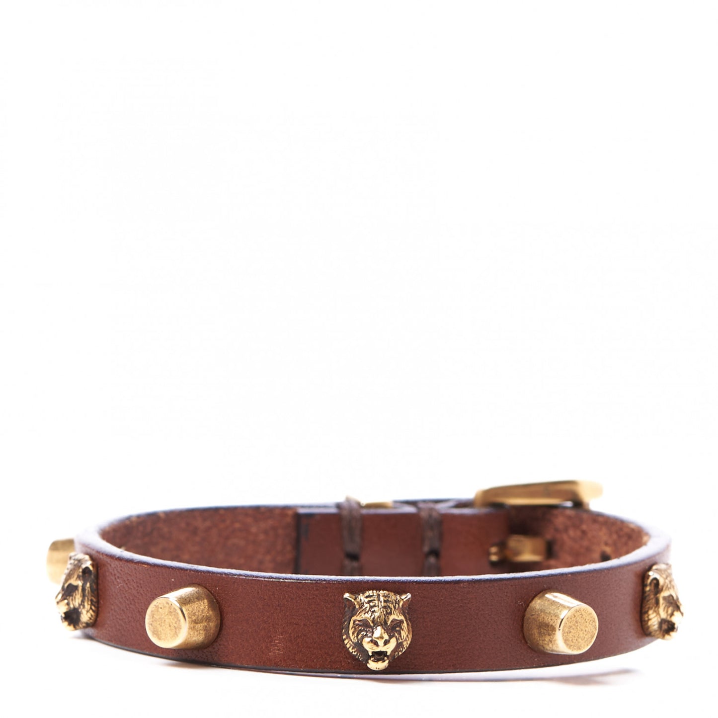 Calfskin Feline Heads Bracelet Brown