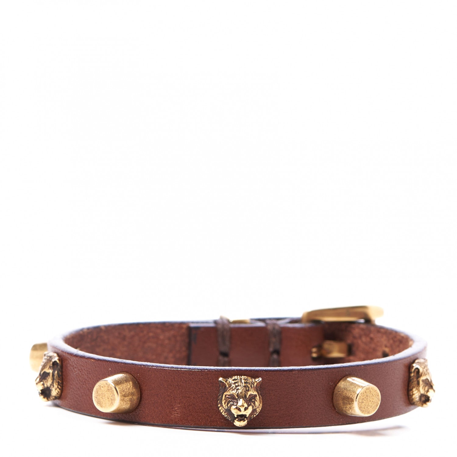 Gucci Calfskin Feline Heads Bracelet Brown 1 of 4