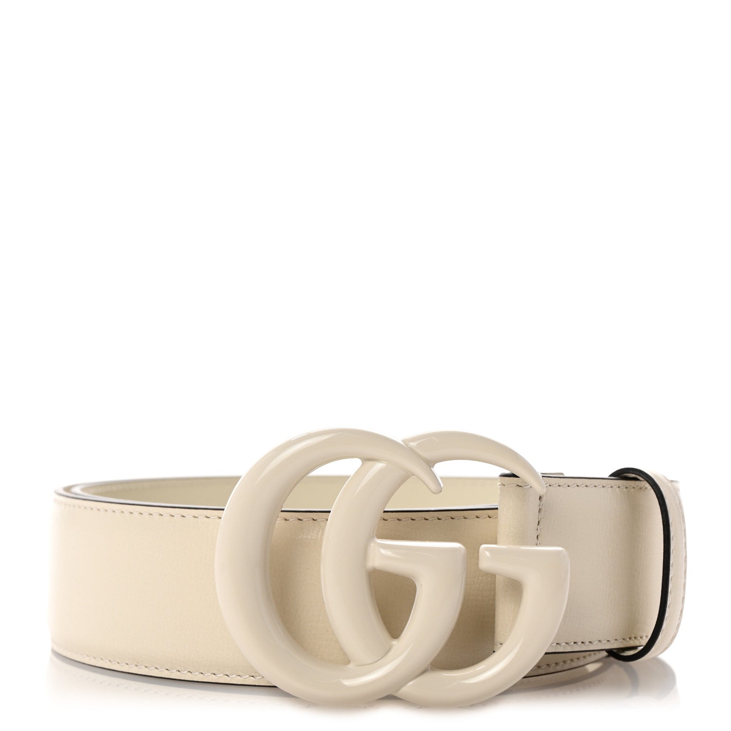 Gucci Azalea Calfskin Enamel Monochrome Double G 40mm Belt 85 34 Mystic White 1 of 6