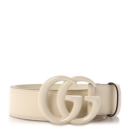 Gucci Azalea Calfskin Enamel Monochrome Double G 40mm Belt 85 34 Mystic White 1 of 6