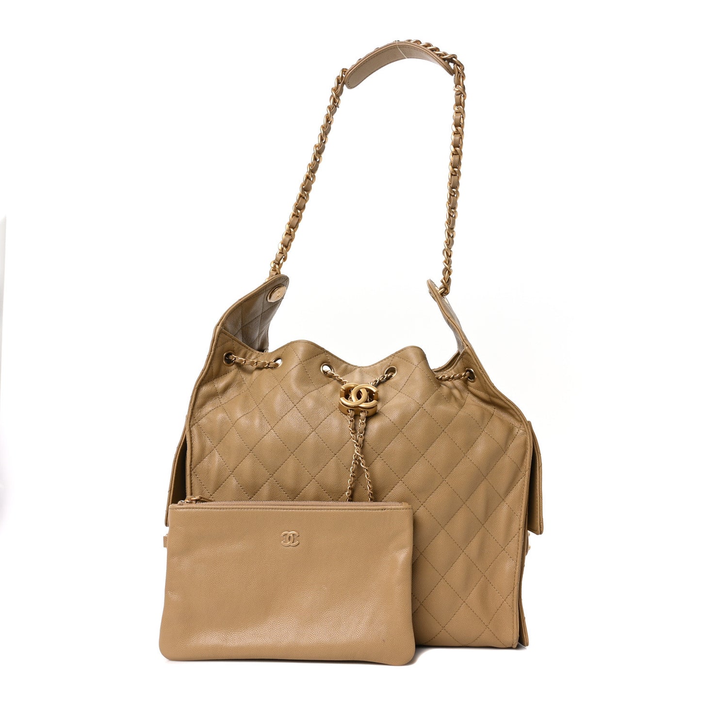 Caviar Quilted Medium Chanel 25 Handbag Dark Beige