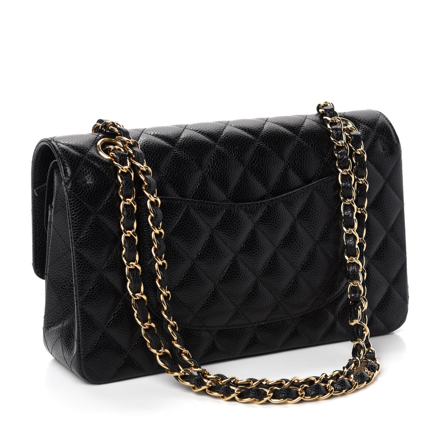 Caviar Quilted Medium Double Flap Black