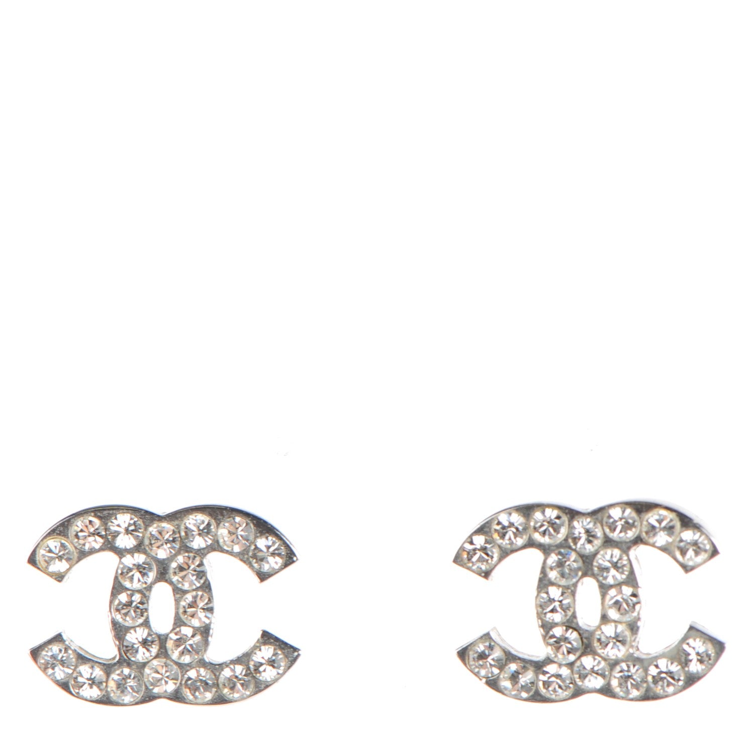 Chanel Crystal Timeless CC Earrings Silver 1 of 5