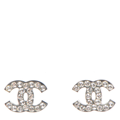 Chanel Crystal Timeless CC Earrings Silver 1 of 5