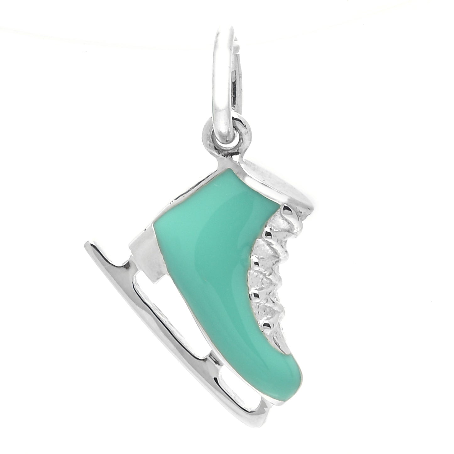 Sterling Silver Enamel Ice Skate Charm Blue