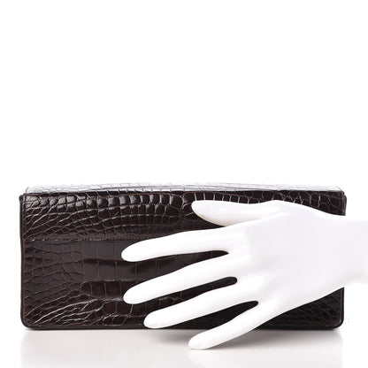 Prada Calfskin Crocodile Embossed Clutch Moro 2 of 8