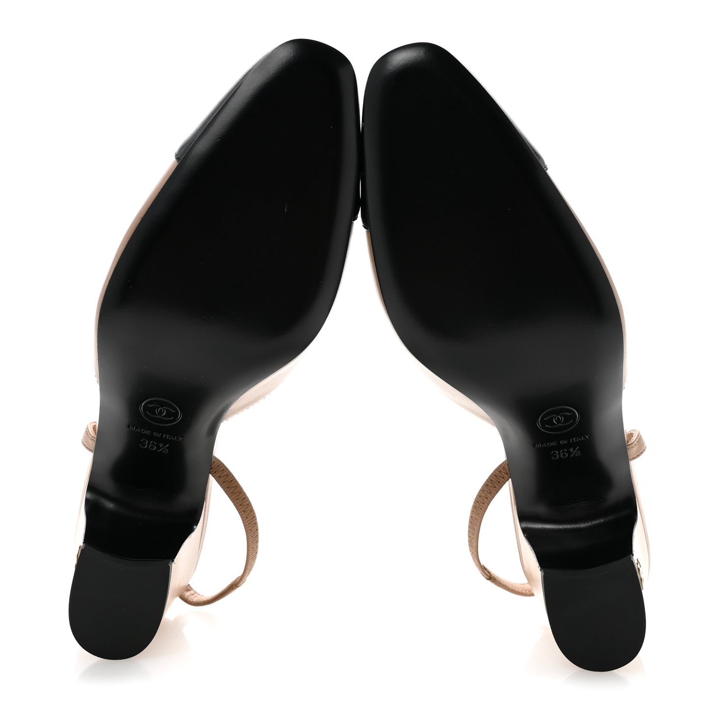 Lambskin Cap Toe CC Slingback Pumps 36.5 Dark Beige Black