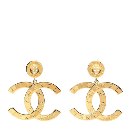 Chanel Metal Large Paris Button Earrings Gold 1 of 5