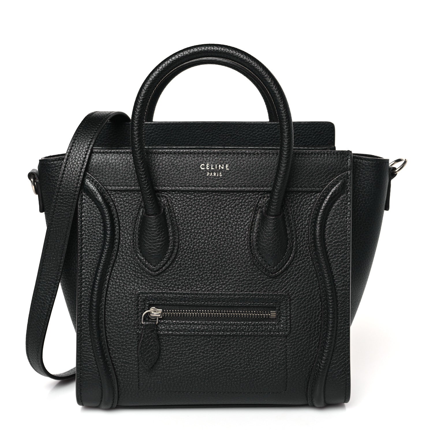 Celine Drummed Calfskin Nano Luggage Black 1 of 9