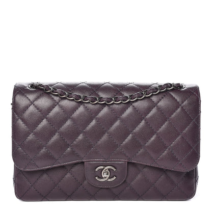 Chanel Caviar Quilted Jumbo Double Flap Dark Purple 1 of 13