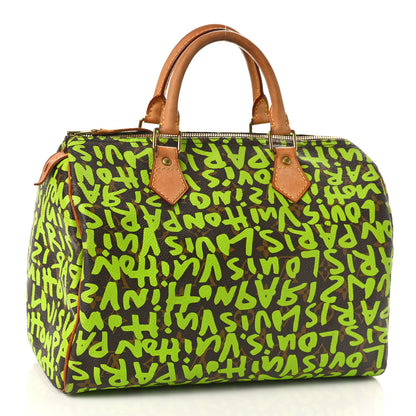 Louis Vuitton Monogram Graffiti Speedy 30 Green 3 of 13