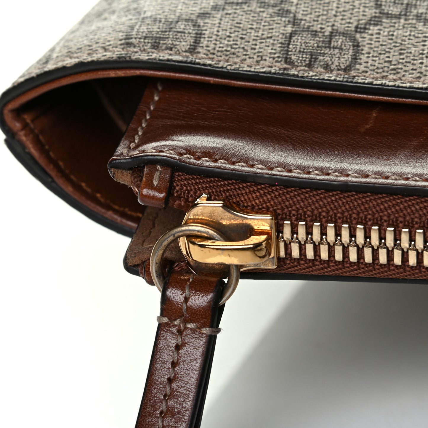 GG Supreme Monogram Medium Zippered Bucket Tote Beige Tuscany