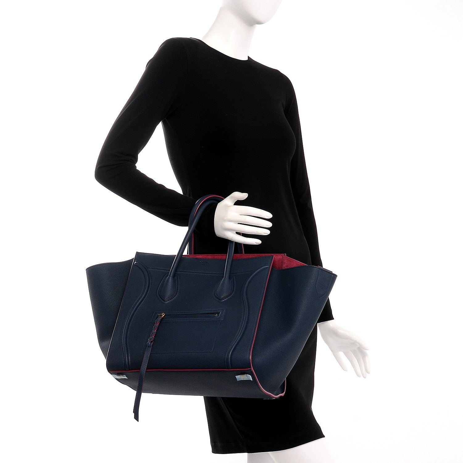 Celine Baby Grained Calfskin Medium Phantom Luggage Steel Blue 2 of 8