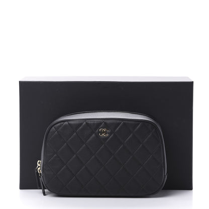 Chanel Caviar Quilted Curvy Pouch Cosmetic Case Black 8 of 8