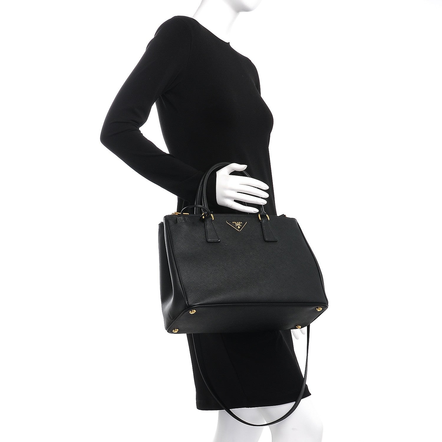 Prada Saffiano Medium Galleria Double Zip Tote Black 2 of 10