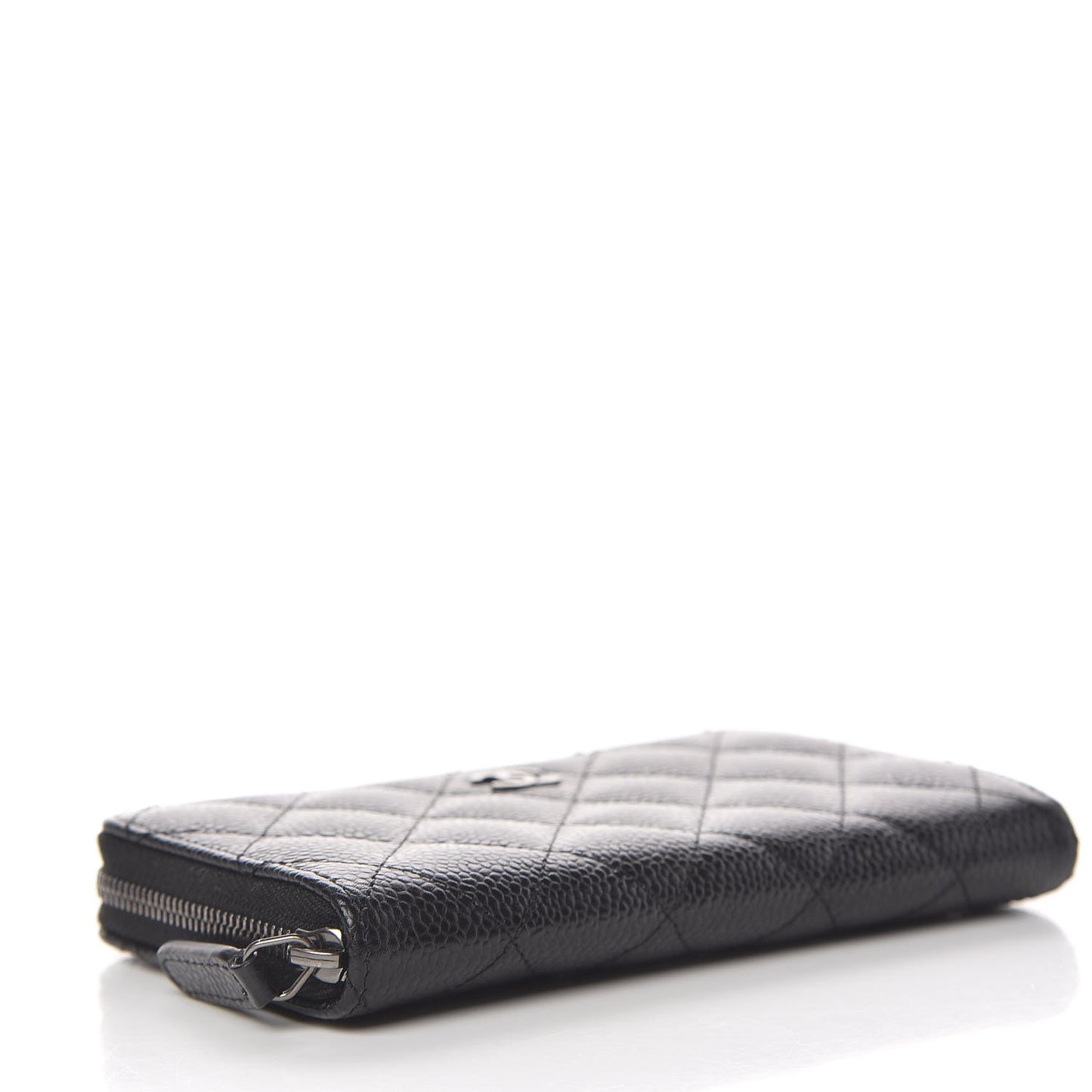 Caviar Quilted Small Zip Around Wallet Black