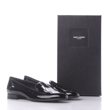 Saint Laurent Patent Calfskin Smoking Slipper Flat Loafers 37 Black 11 of 11