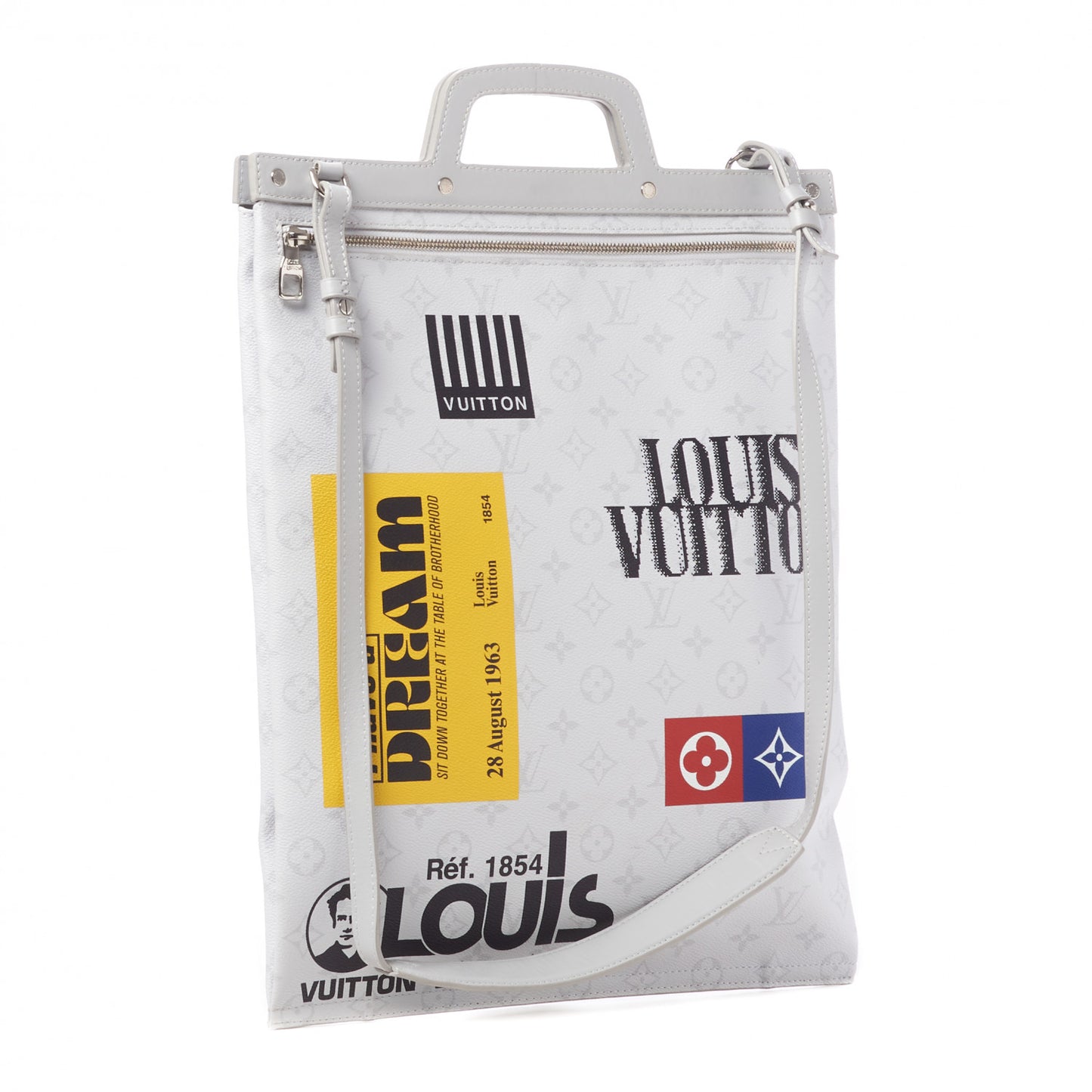 Monogram Flat Vertical Tote White