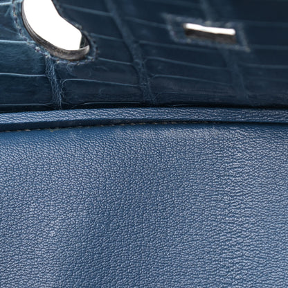 Hermes Shiny Porosus Crocodile Birkin 35 Bleu Roi 32 of 39