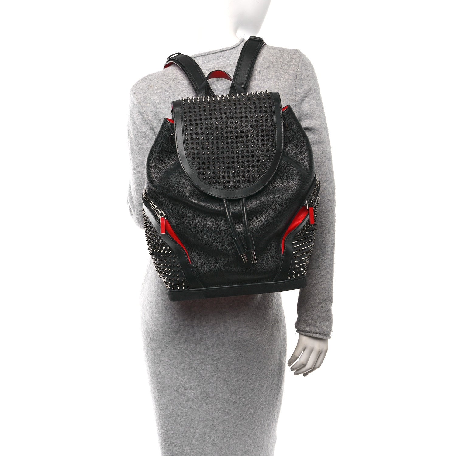 Christian Louboutin Calfskin Spiked Explorafunk Backpack Black 2 of 11