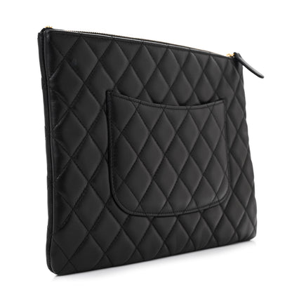 Chanel Lambskin Quilted Egyptian Amulet Zipped Pouch Black 3 of 8