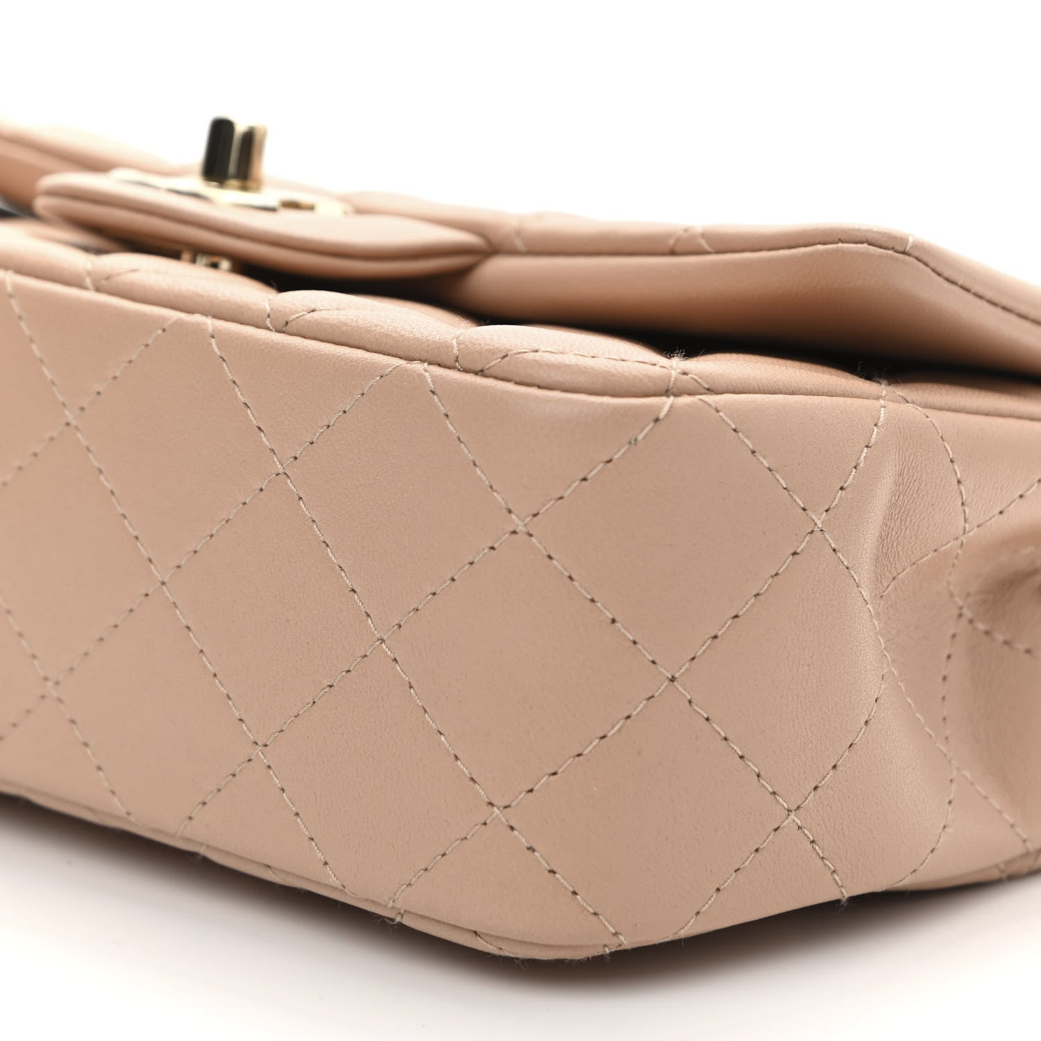 Chanel Lambskin Quilted Mini Rectangular Flap Beige 10 of 12