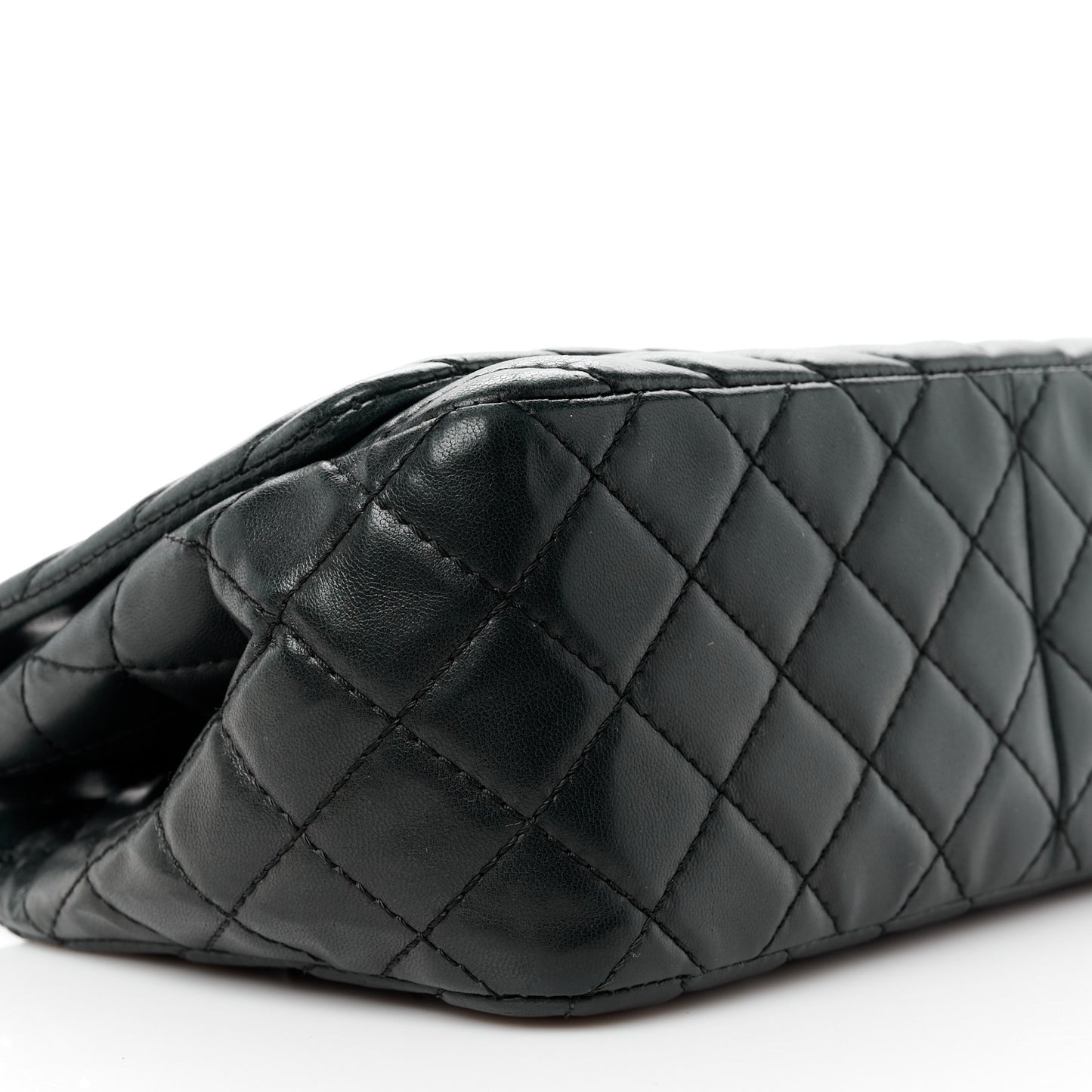 Lambskin Chevron Quilted Single Flap Black