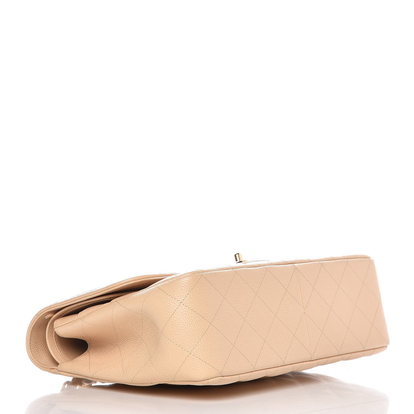 Caviar Quilted Jumbo Double Flap Beige Clair