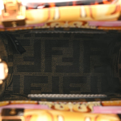 Fendi X VERSACE Calfskin Plexiglass Fendace FF Baroque Mini Fendi Sunshine Shopper Tote Gold Rosa White Ice Ciad 5 of 9