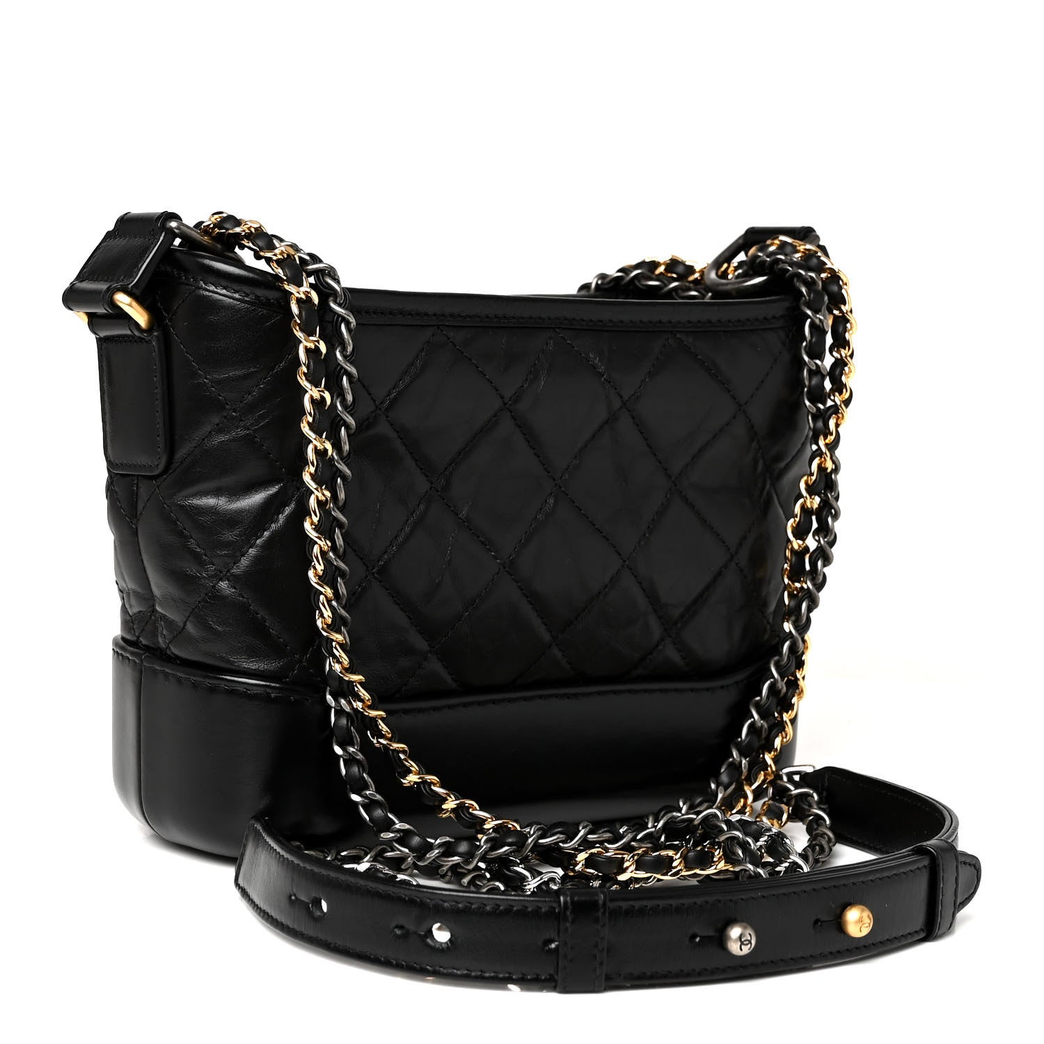 Chanel Aged Calfskin Quilted Small Gabrielle Hobo Black 3 of 10