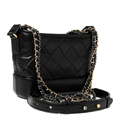 Chanel Aged Calfskin Quilted Small Gabrielle Hobo Black 3 of 10