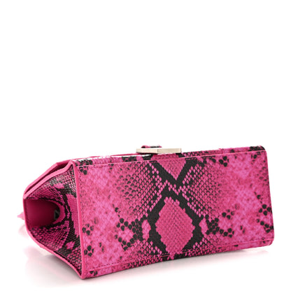 Balenciaga Shiny Calfskin Python Effect Small Hourglass Top Handle Bag Fuchsia Black 4 of 10