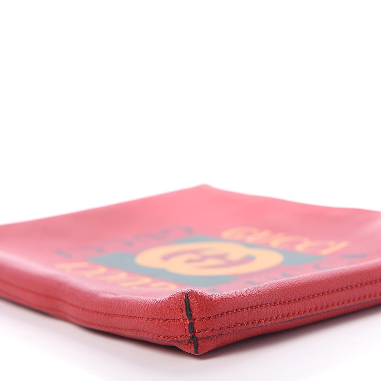 Gucci Pebbled Calfskin Medium Logo Portfolio Clutch Hibiscus Red 6 of 9