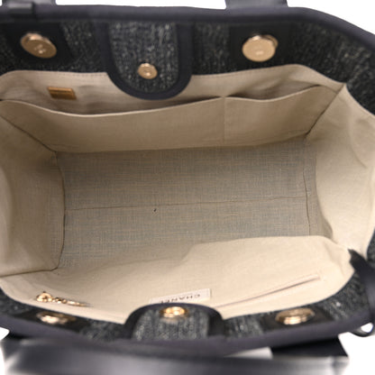Chanel Denim Small Deauville Tote Dark Blue White 6 of 12