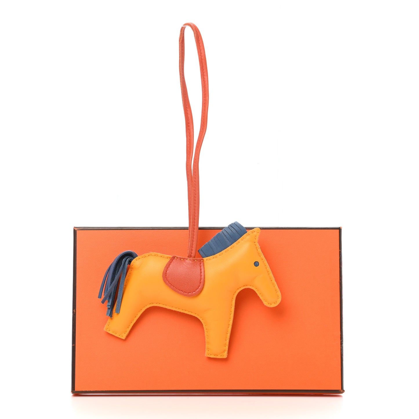 Milo Lambskin Grigri Rodeo Horse Bag Charm MM Jaune D'Or Bleu Agate Cornaline