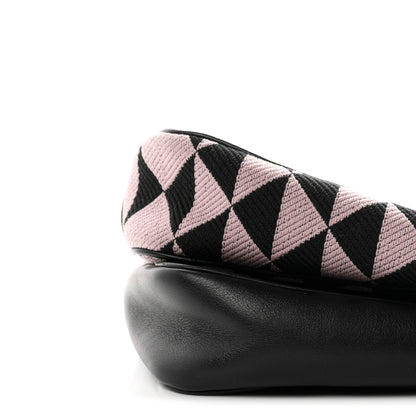 Prada Jacquard Calfskin Triangolo Symbole Embroidered Mini Triangle Double Bag Black Alabastro 10 of 10