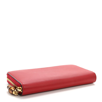 Gucci Calfskin Bamboo Round Zip Long Wallet Red 4 of 10