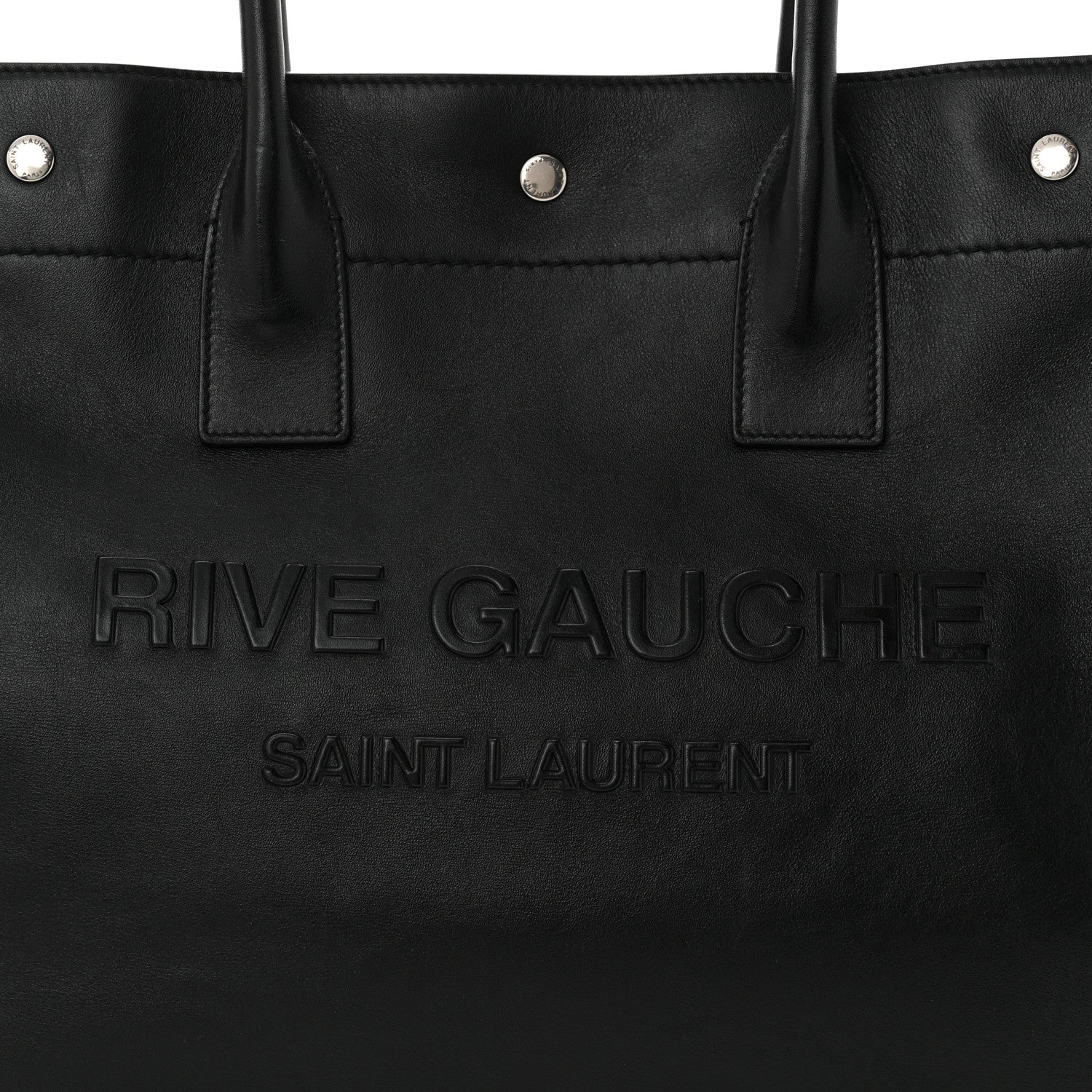 Saint Laurent Smooth Calfskin Rive Gauche Small Tote Black 8 of 10