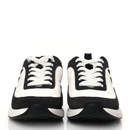 Chanel Nylon Suede Calfskin CC Sneakers 40.5 White Dark Grey 2 of 8