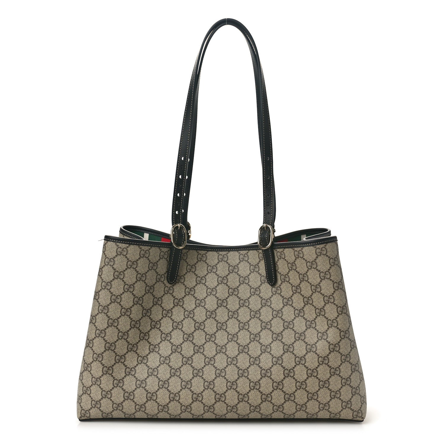 Gucci GG Supreme Monogram Emblem Medium Tote Bag Beige Black 1 of 11