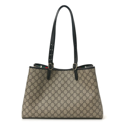 Gucci GG Supreme Monogram Emblem Medium Tote Bag Beige Black 1 of 11