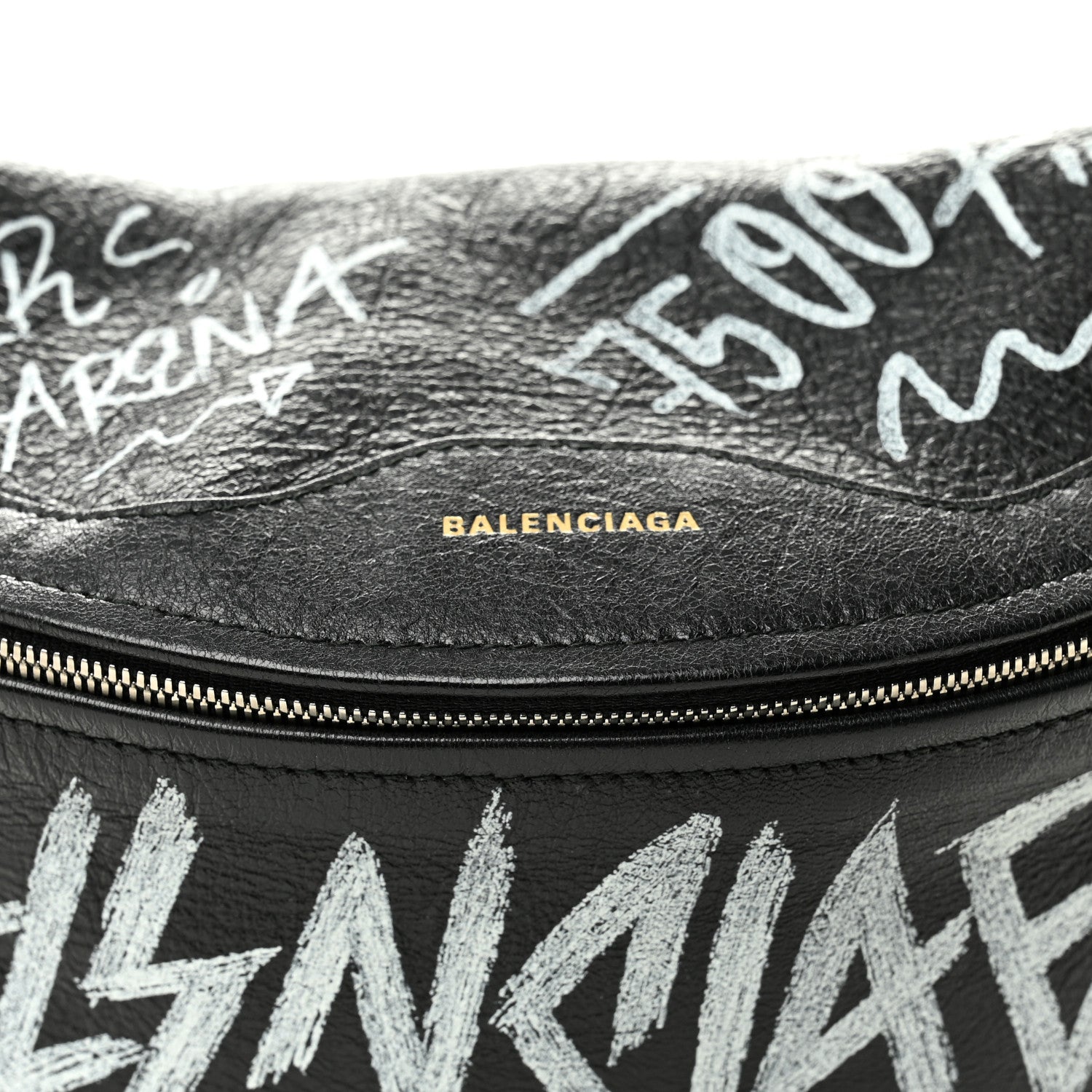 Balenciaga Agneau Arena Graffiti All Over XS Souvenir Belt Bag Black White 7 of 9