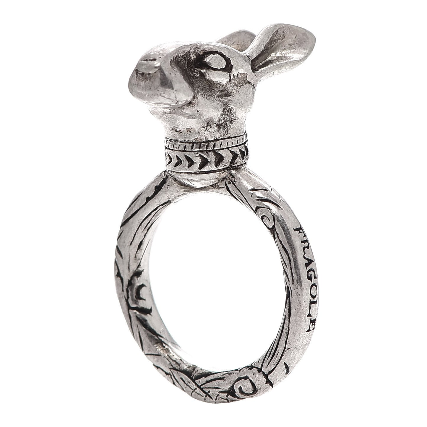 Sterling Silver Anger Forest Rabbit Head Ring 51 5.75