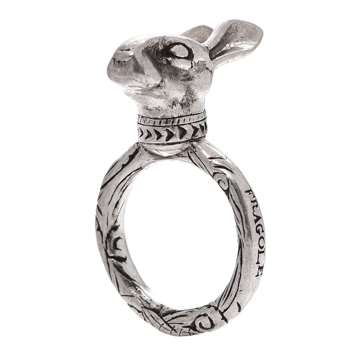 Gucci Sterling Silver Anger Forest Rabbit Head Ring 51 5.75 1 of 5