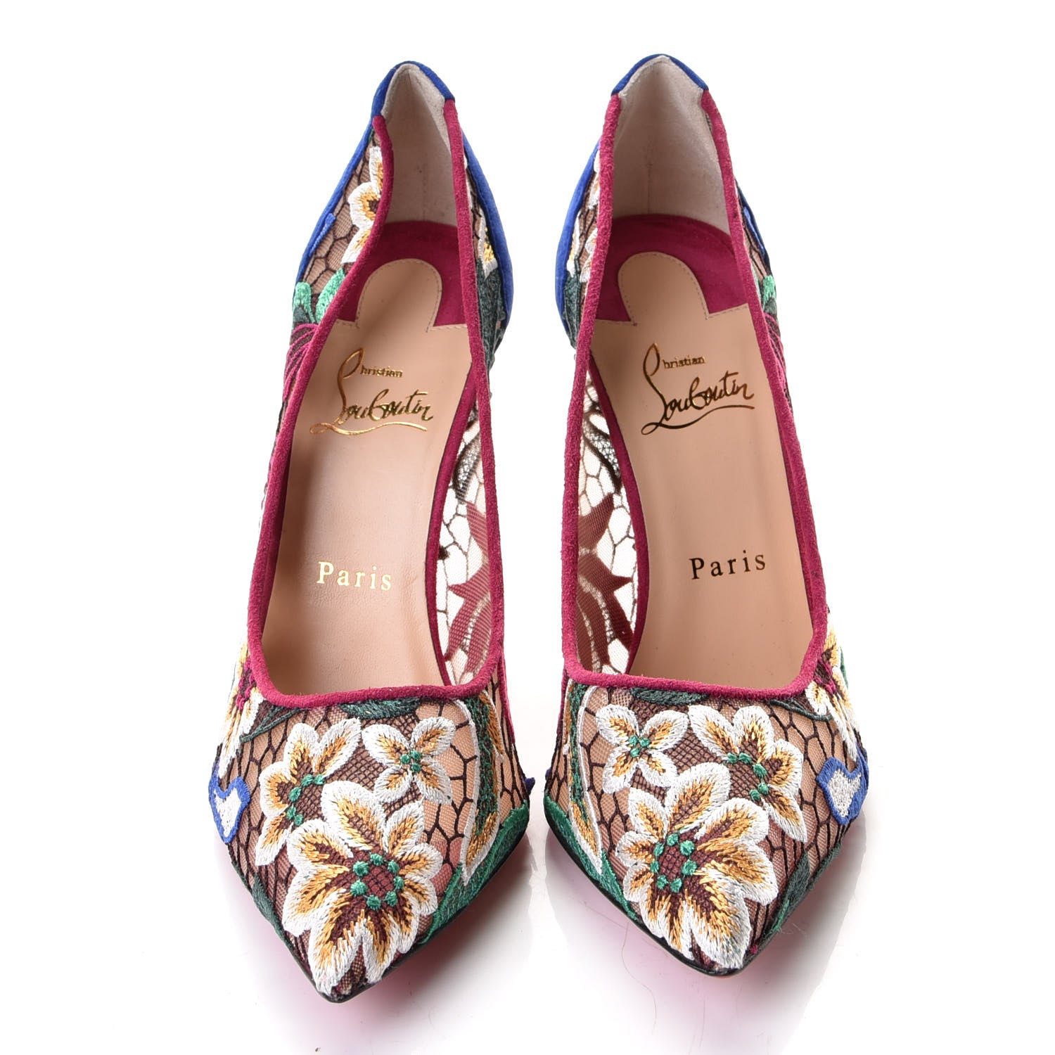Christian Louboutin Lace Veau Velours Florale Follies 100 Pumps 39.5 Multicolor 3 of 7