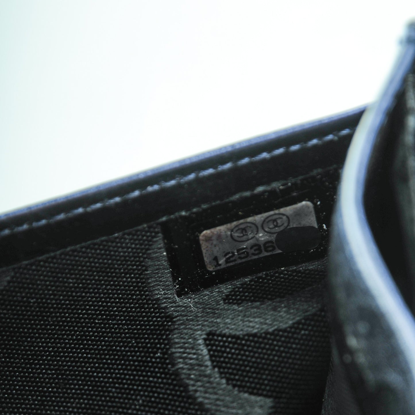 Metallic Calfskin Quilted Cambon Yen Wallet Blue