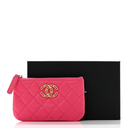 Chanel Caviar Quilted Small Chanel 19 Mini Pouch Dark Pink 8 of 8