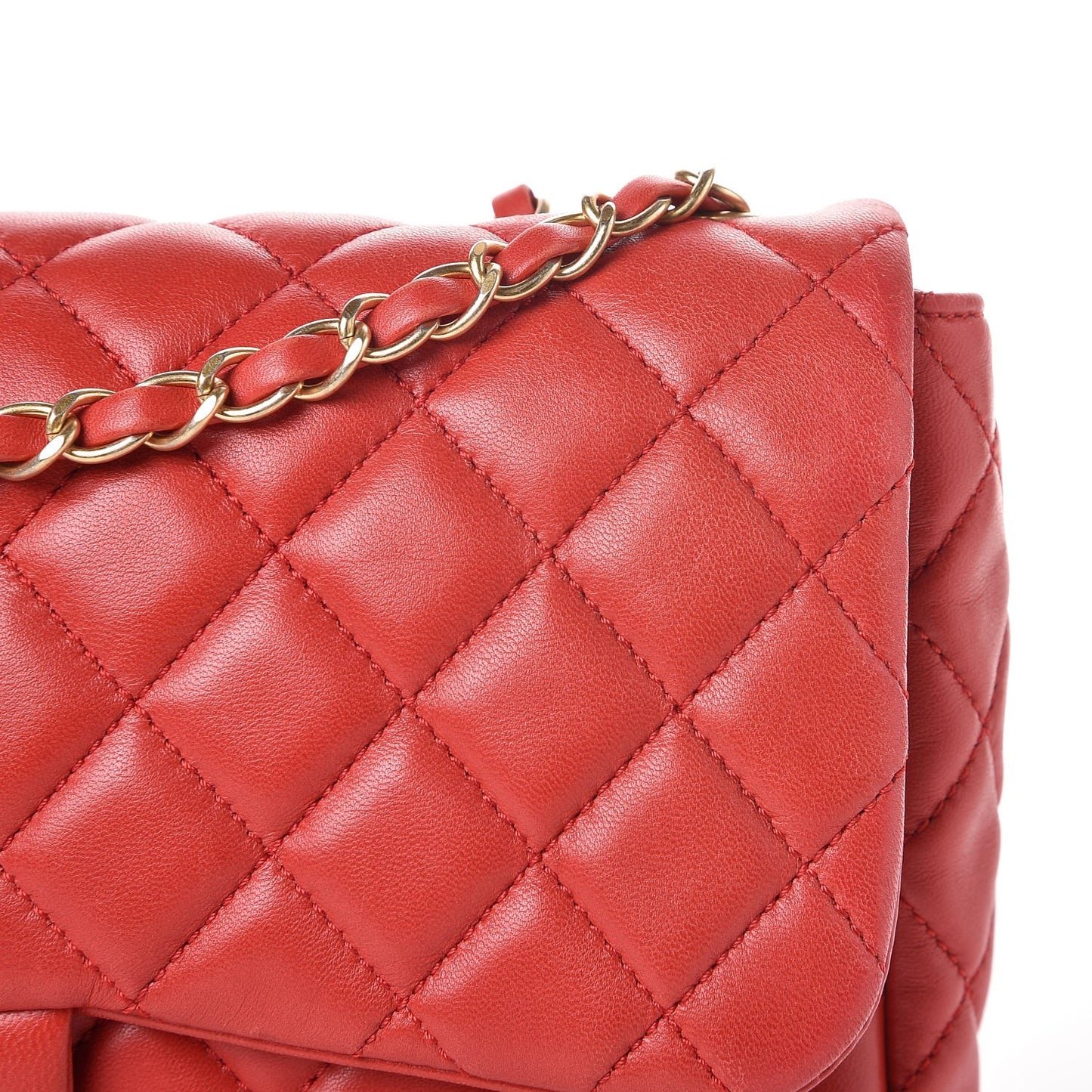 Lambskin Quilted Large Now and Forever Flap Red